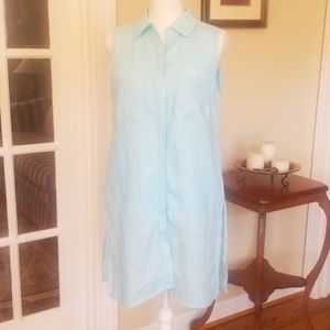 Chicos blue linen tunic blouse 0/S